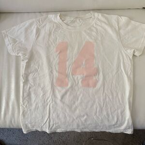 Brandy Melville White and Pink 14 Chloe Tee